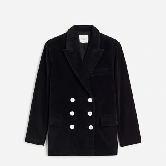 Alexa Chung x Madewell Black Double-Breasted Blazer in Corduroy Oversized Sz. 4 - Picture 8 of 8